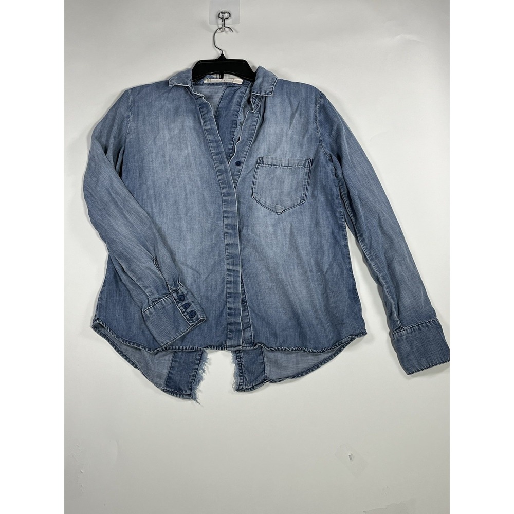 Chelsea and Violet Denim Chambray Button-Up‎ Split Back Shirt Sz. XS